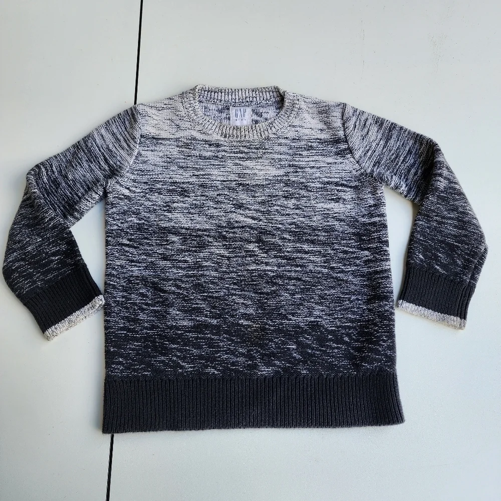 Gap Kids Cotton Sweater Boys Ivory Black Ombree Long Sleeves Pullover Sz XS